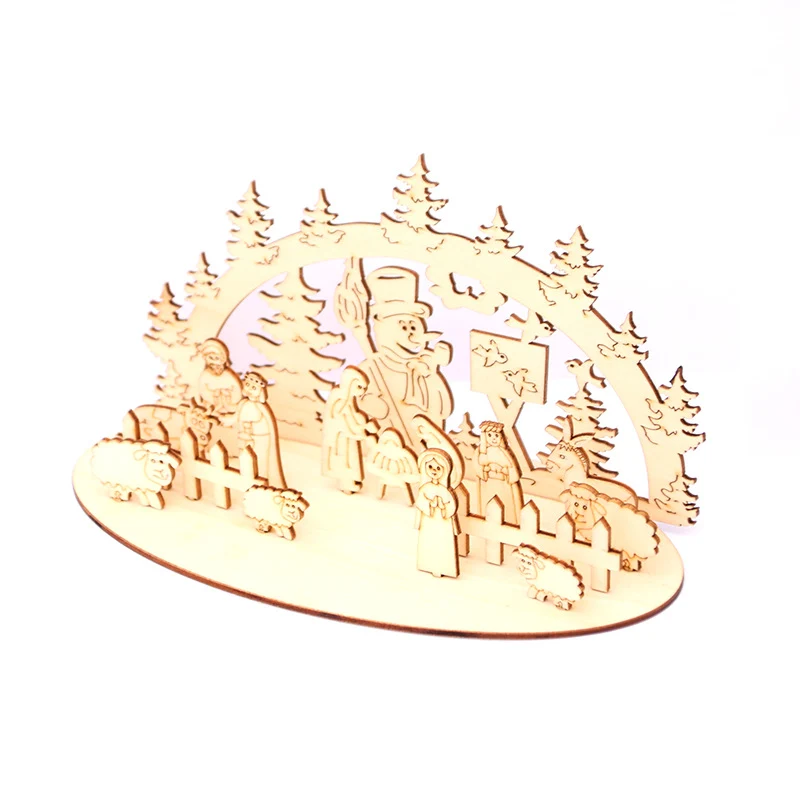 Decorative Wooden Christmas Scene Ornaments Stornfield