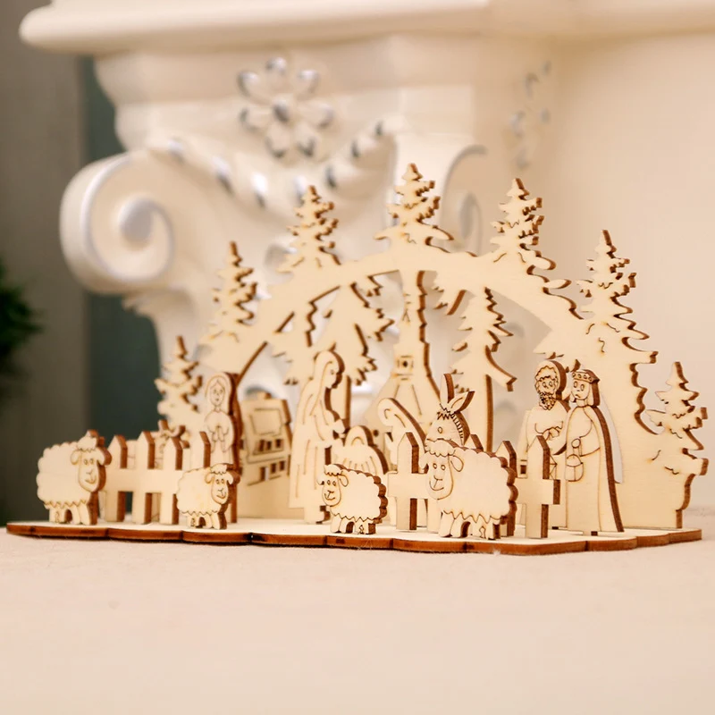 Decorative Wooden Christmas Scene Ornaments Stornfield