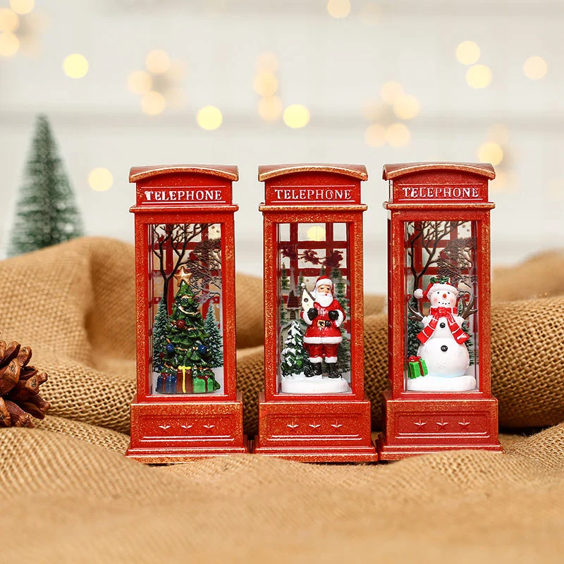Decorative Snowman Telephone Booth Figurine Stornfield
