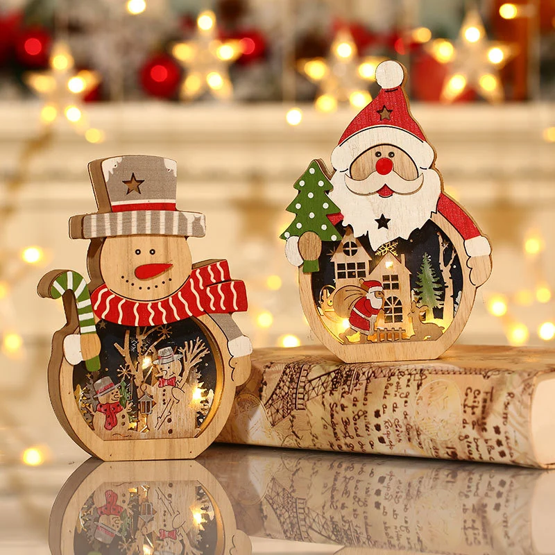 Decorative Santa Scene Wood Figurine Stornfield