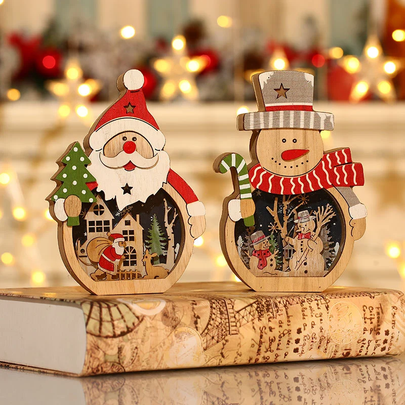 Decorative Santa Scene Wood Figurine Stornfield