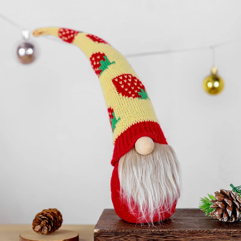 Decorative Plush Strawberry Gnome Figurine Stornfield