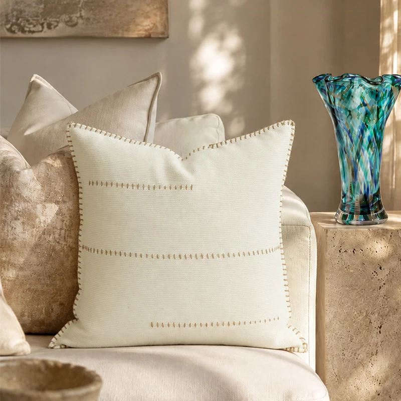 Two-tone knitted decorative cushion cover with structure mix Stornfield