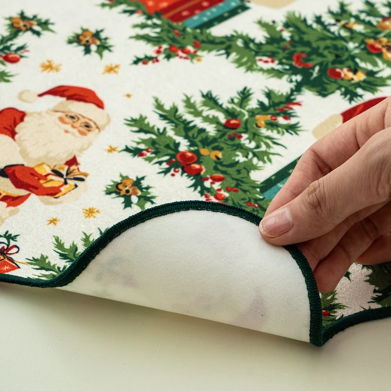 Christmas wipeable placemat with wavy hem and nostalgic Santa motif Stornfield