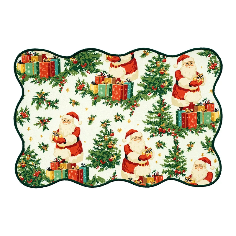 Christmas wipeable placemat with wavy hem and nostalgic Santa motif Stornfield