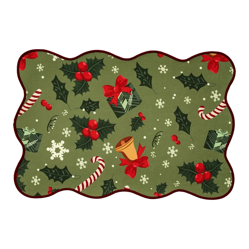 Christmas wipeable placemat with wavy hem and nostalgic Santa motif Stornfield