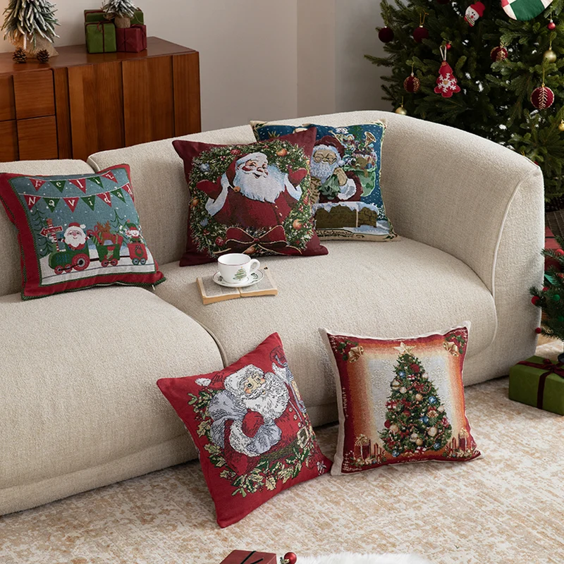 Christmas tapestry cushion cover with Santa motif and tapestry-like weave structure Stornfield