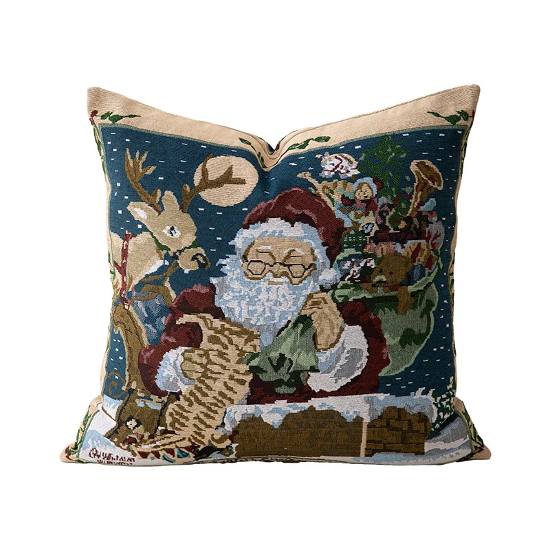 Christmas tapestry cushion cover with Santa motif and tapestry-like weave structure Stornfield