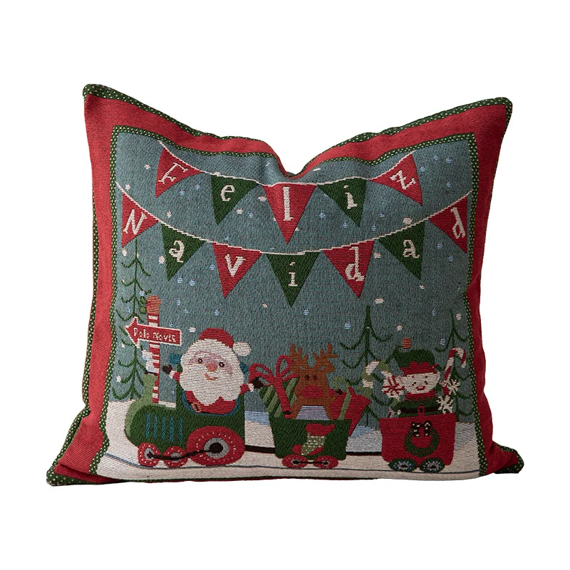 Christmas tapestry cushion cover with Santa motif and tapestry-like weave structure Stornfield