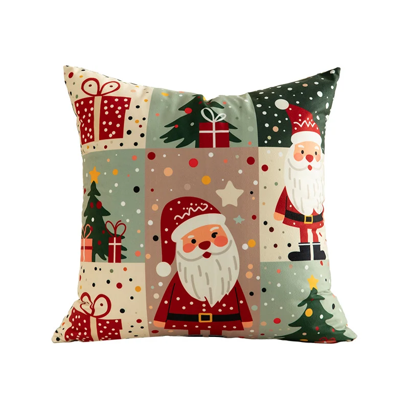 Christmas square decorative pillow cover with patchwork design and concealed zipper Stornfield