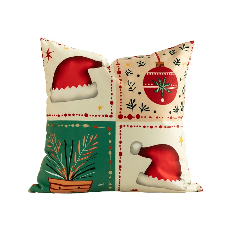 Christmas square decorative pillow cover with patchwork design and concealed zipper Stornfield
