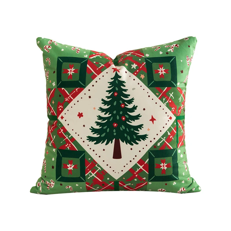 Christmas square decorative pillow cover with patchwork design and concealed zipper Stornfield
