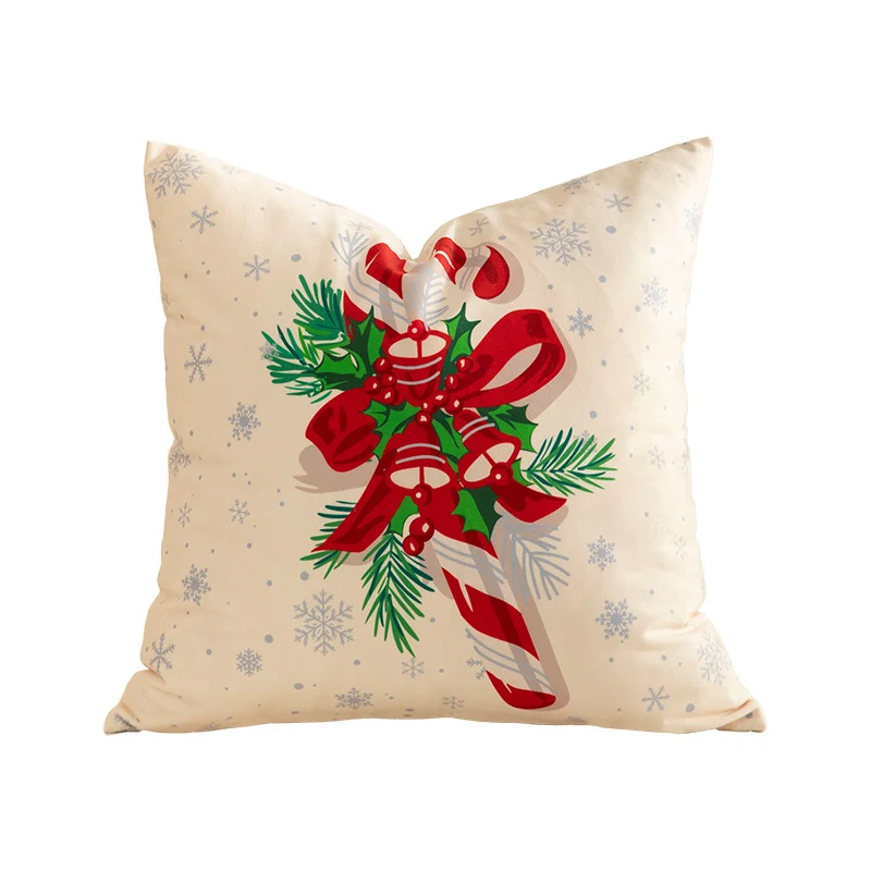 Christmas square decorative pillow cover with patchwork design and concealed zipper Stornfield