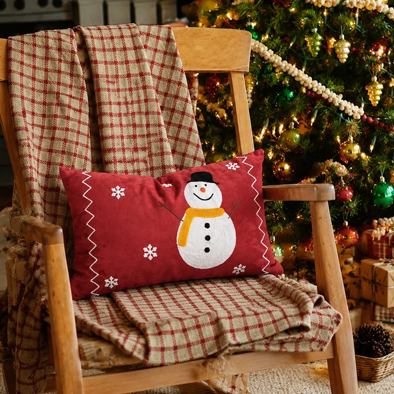 Christmas embroidered decorative cushion cover with bead application Stornfield