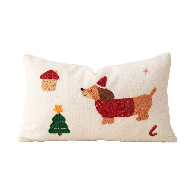 Christmas embroidered decorative cushion cover with bead application Stornfield
