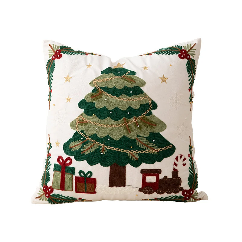 Christmas embroidered decorative cushion cover with bead application Stornfield