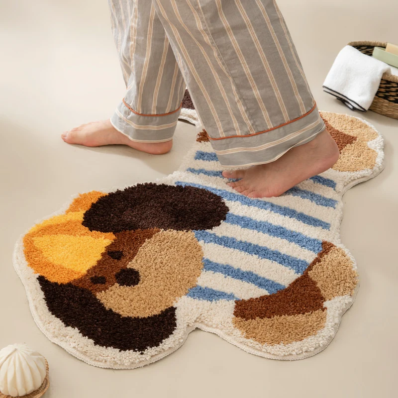 Playful tufted dog rug made of chenille with non-slip underside Stornfield