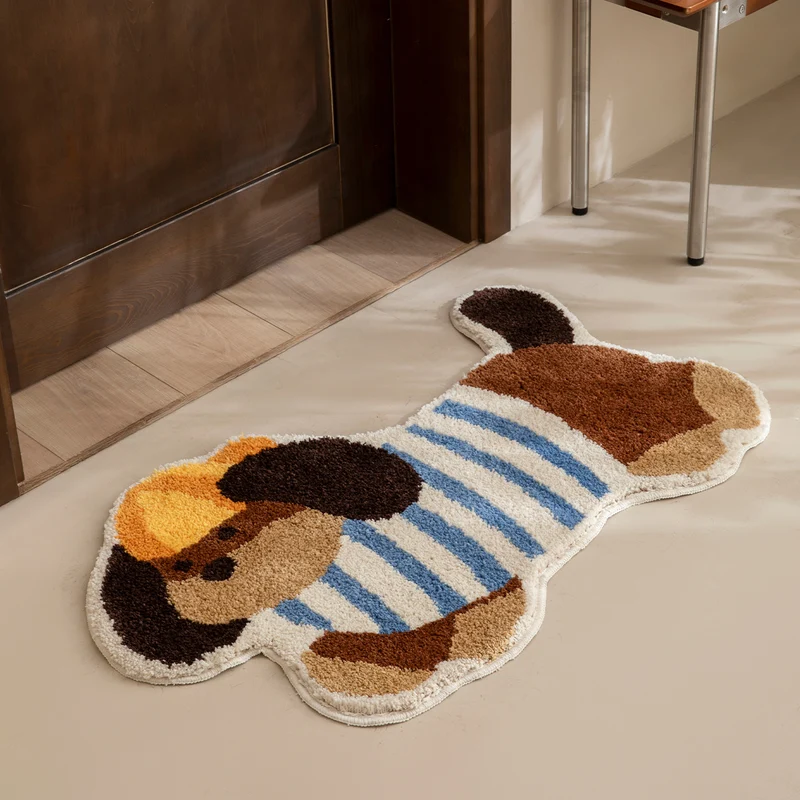 Playful tufted dog rug made of chenille with non-slip underside Stornfield