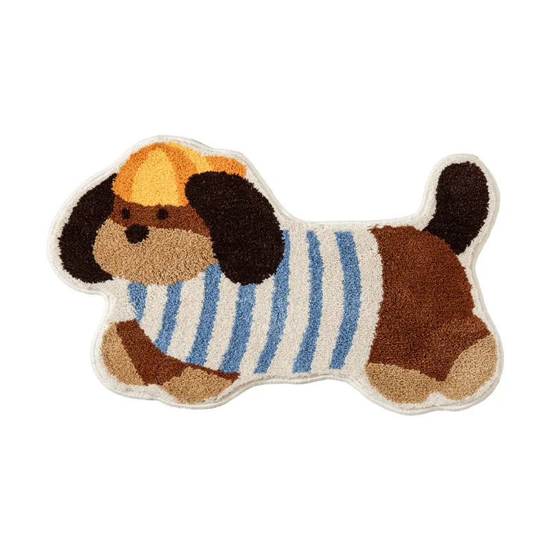Playful tufted dog rug made of chenille with non-slip underside Stornfield