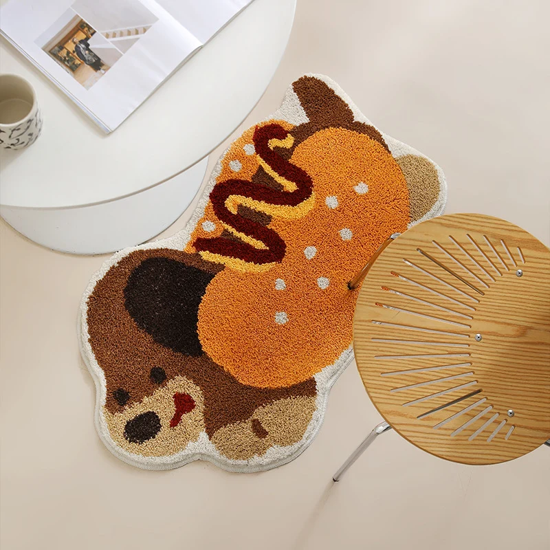 Playful tufted dog rug made of chenille with non-slip underside Stornfield