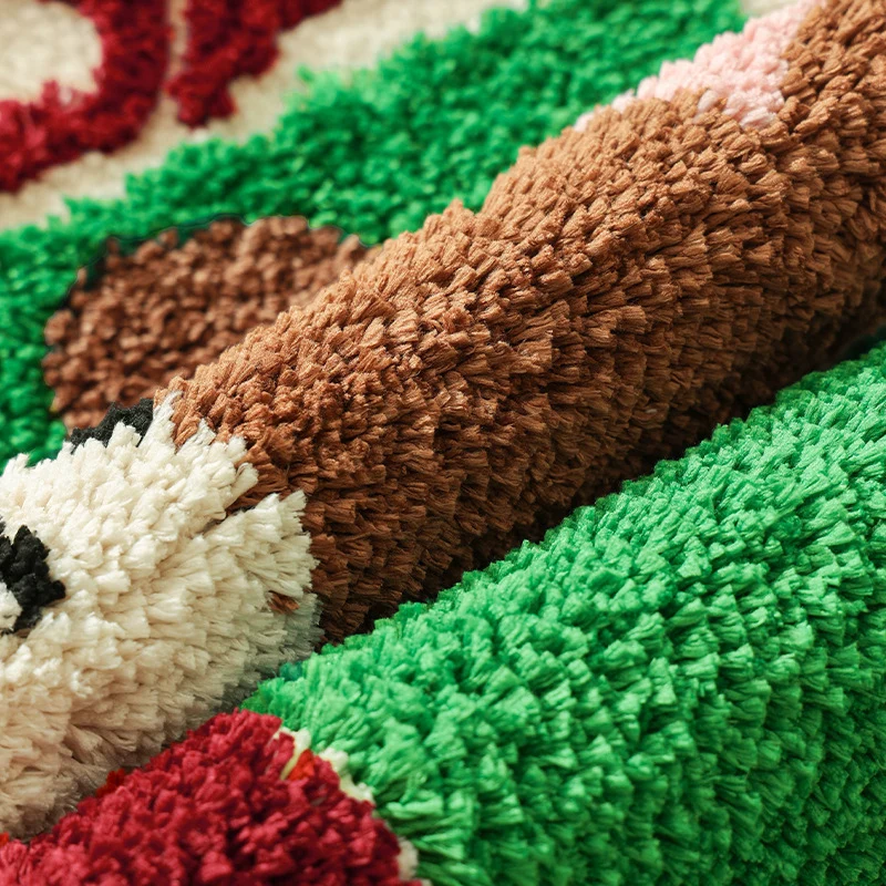 Playful gift-shaped doormat with tufted teddy bear motif Stornfield