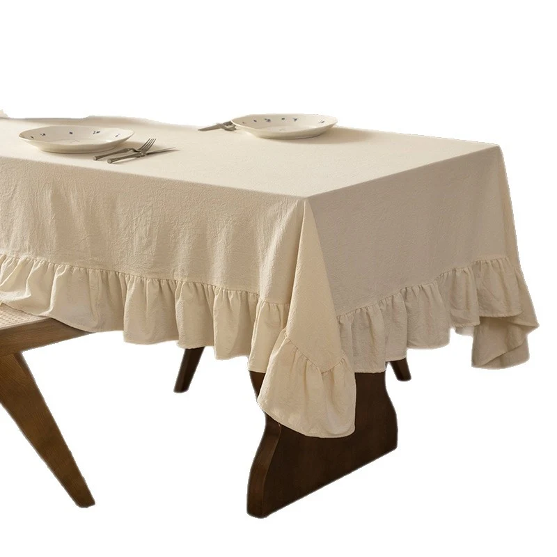 Tablecloth Stornfield - Cotton blend with frill edge and light linen look
