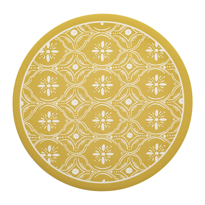 Round decorative rug with floral animal illustration and fine jacquard structure Stornfield