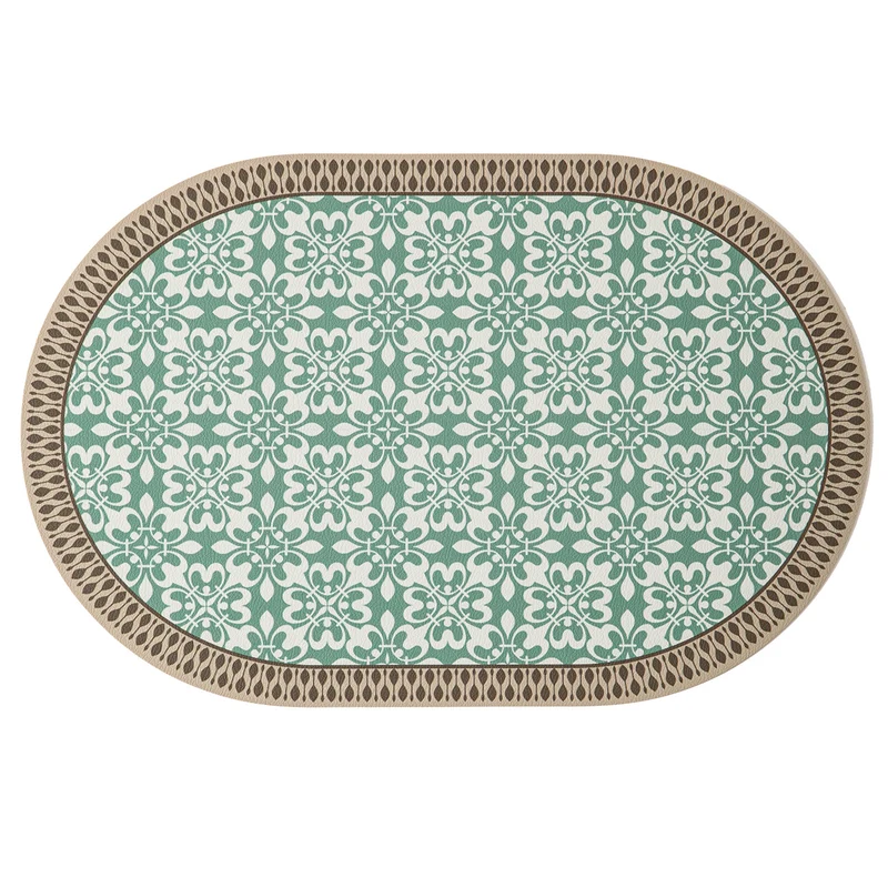 Round decorative rug with floral animal illustration and fine jacquard structure Stornfield
