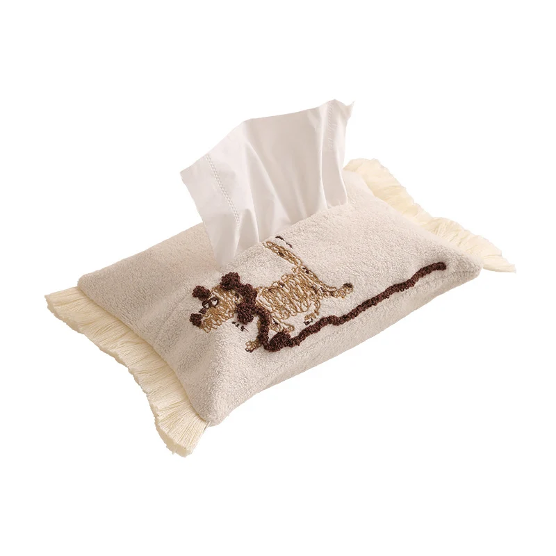 Romantic fabric tissue box cover with ruffles and floral print Stornfield