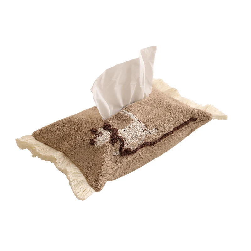 Romantic fabric tissue box cover with ruffles and floral print Stornfield