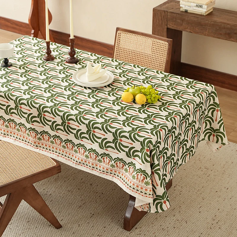 Rectangular printed table runner made of cotton blend with botanical ornament print Stornfield