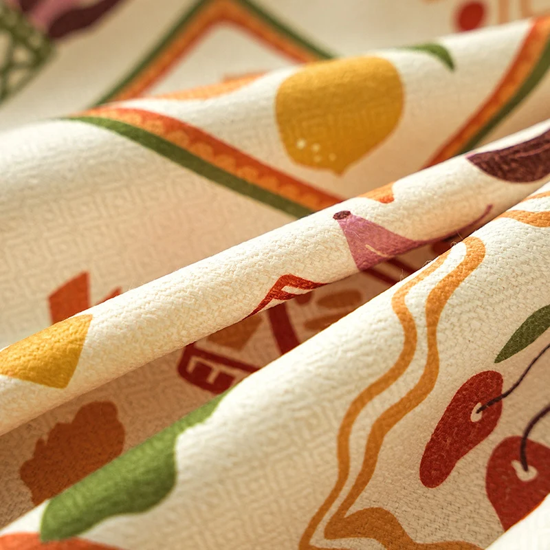 Rectangular tablecloth with retro-inspired tile pattern and cotton blend Stornfield