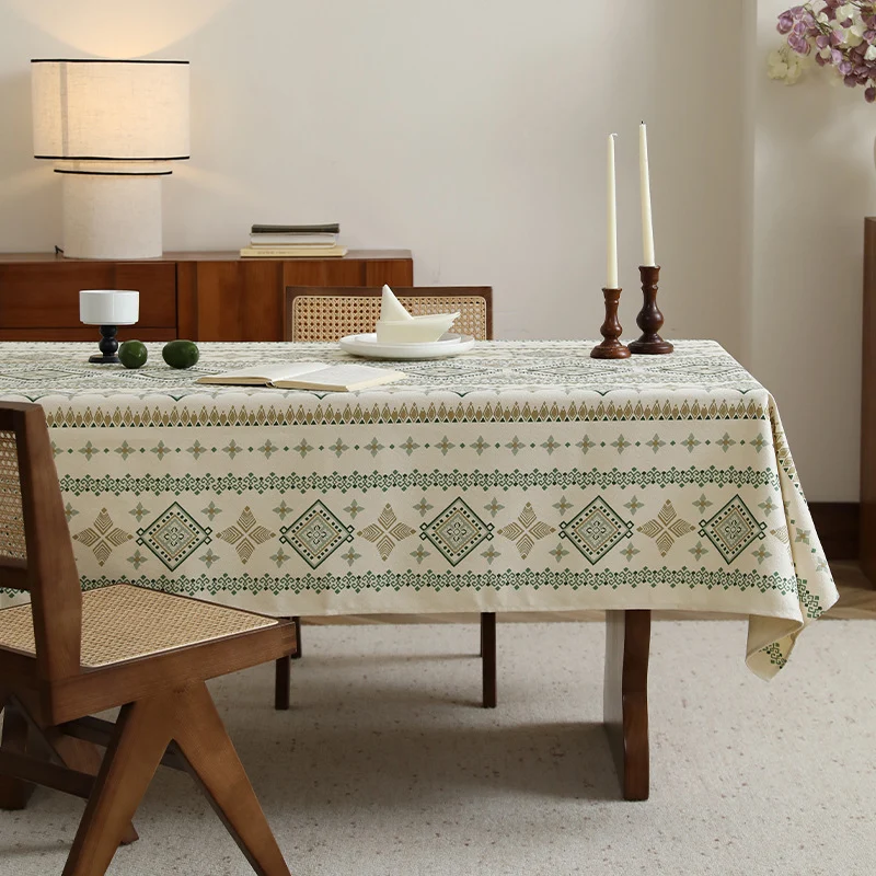 Rectangular tablecloth in Boho pattern with linen look Stornfield