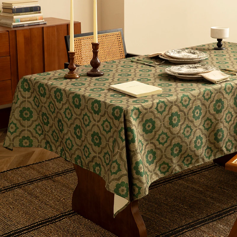 Rectangular tablecloth made of cotton-linen blend with ornamental jacquard structure Stornfield