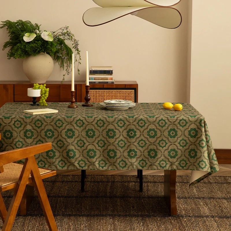 Rectangular tablecloth made of cotton-linen blend with ornamental jacquard structure Stornfield