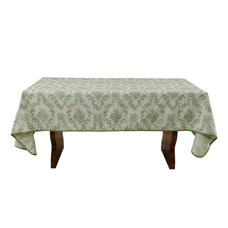 Rectangular jacquard-woven tablecloth with floral damask look and reinforced hem edge Stornfield