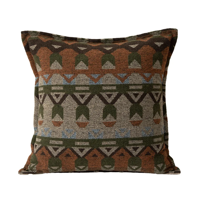 Square decorative sofa cushion with jacquard-woven ornament and soft bouclé surface Stornfield