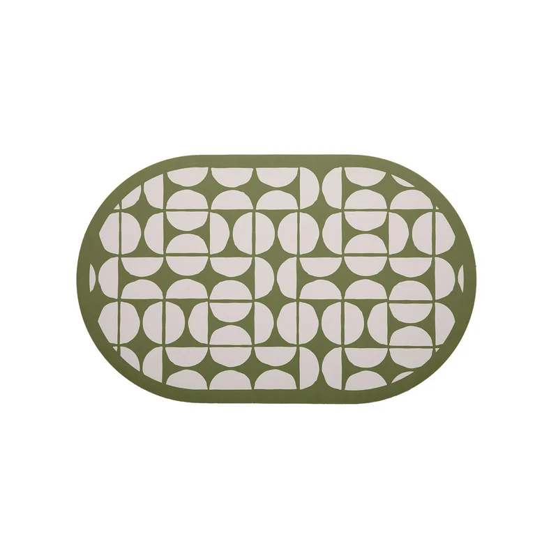 Oval wipeable placemat with embossed tulip pattern and non-slip underside Stornfield