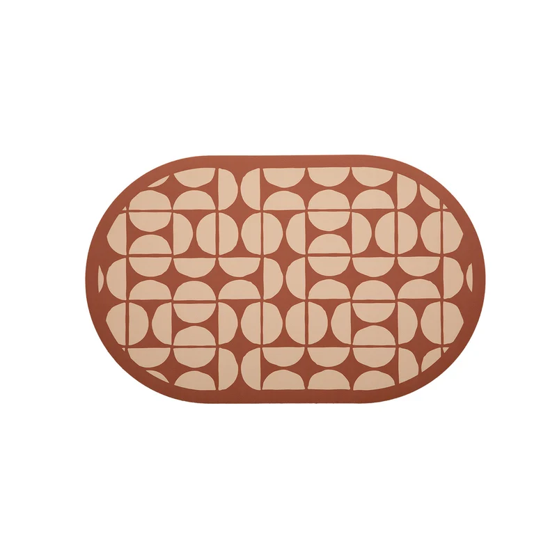 Oval wipeable placemat with embossed tulip pattern and non-slip underside Stornfield