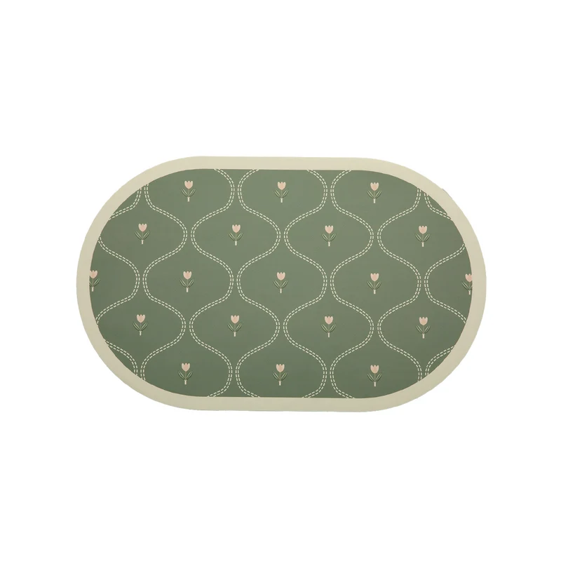 Oval wipeable placemat with embossed tulip pattern and non-slip underside Stornfield