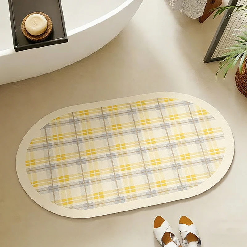 Oval wipeable placemat made of easy-care vinyl with a checked pattern Stornfield