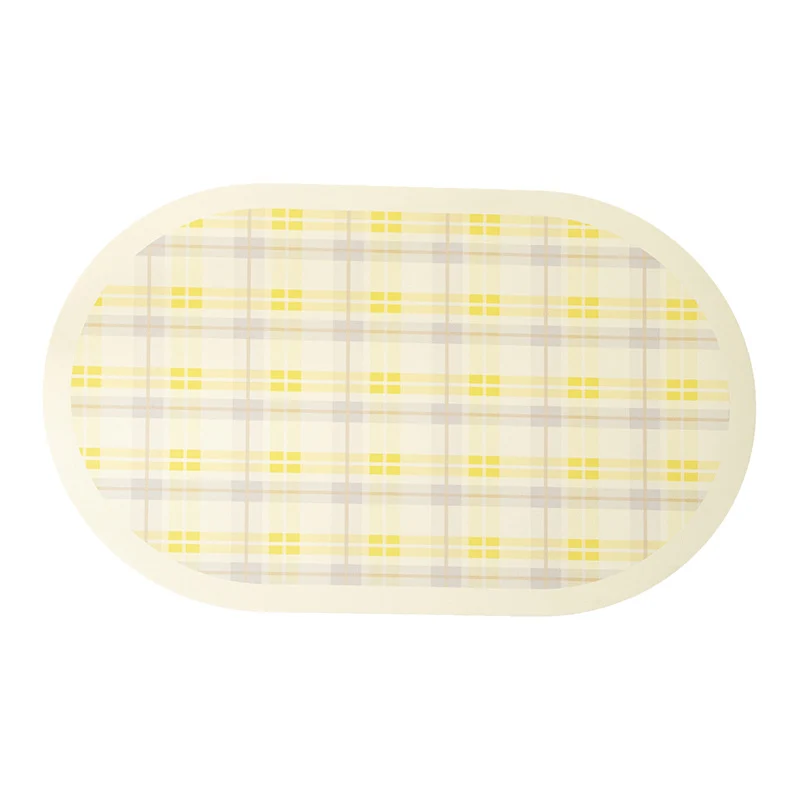 Oval wipeable placemat made of easy-care vinyl with a checked pattern Stornfield