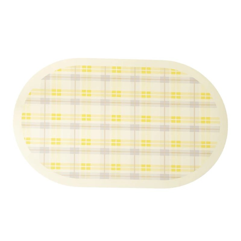 Oval wipeable placemat made of easy-care vinyl with a checked pattern Stornfield