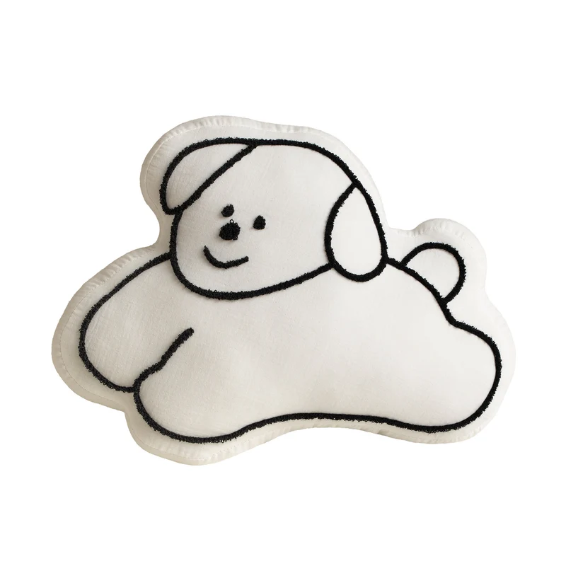 Cute cloud cuddle pillow with dog motif and chenille contour Stornfield
