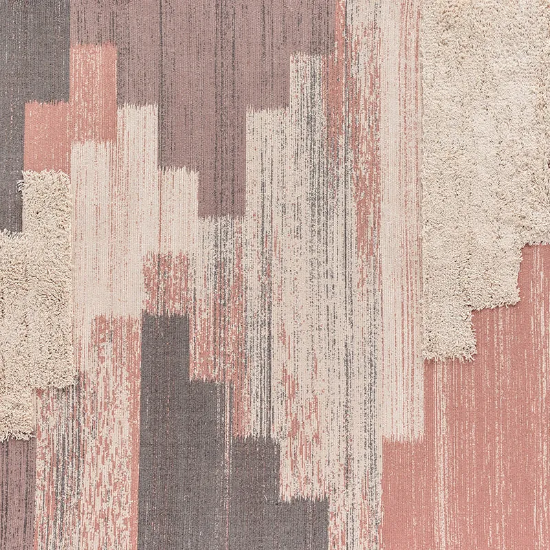 Modern woven living room rug with abstract structure and tufted high-pile accents Stornfield