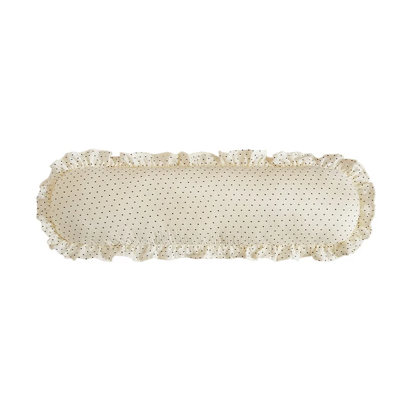 Long decorative storage roll with gathered ruffle hem and polka dot pattern Stornfield