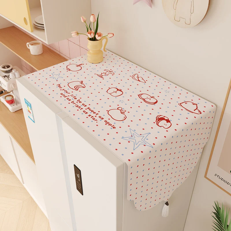 Decorative Refrigerator Top Dust Cover with Scalloped Edge and Tassel