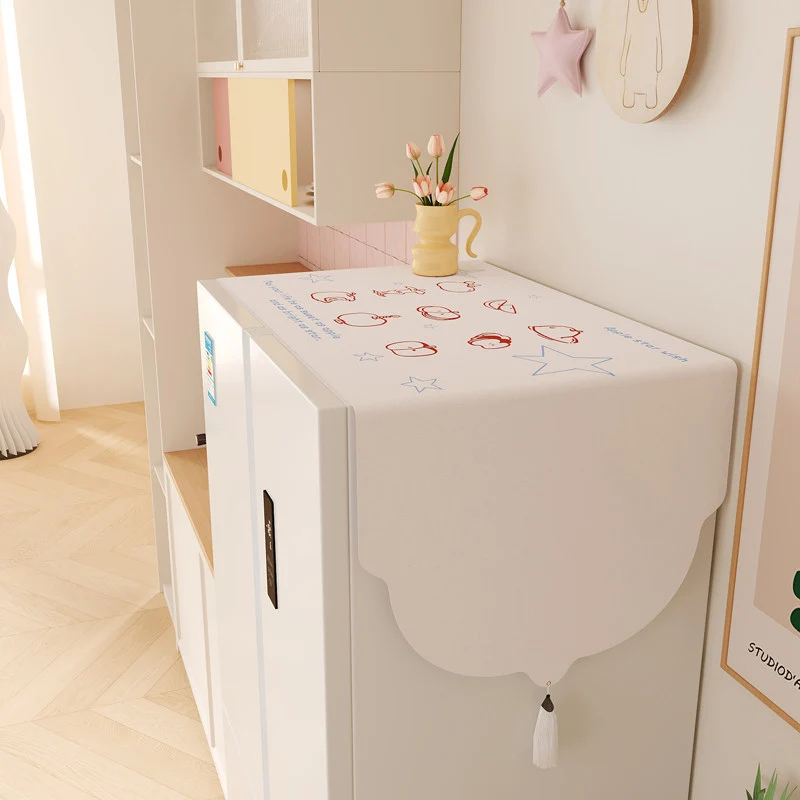 Decorative Refrigerator Top Dust Cover with Scalloped Edge and Tassel