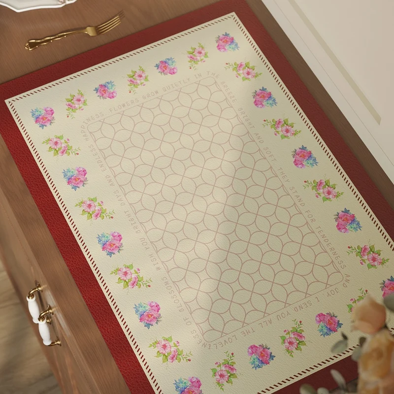 Decorative Floral Vinyl Countertop and Cabinet Runner Mat