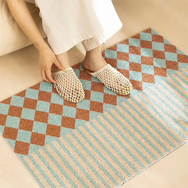 Coconut fiber doormat with stripe and diamond pattern Stornfield